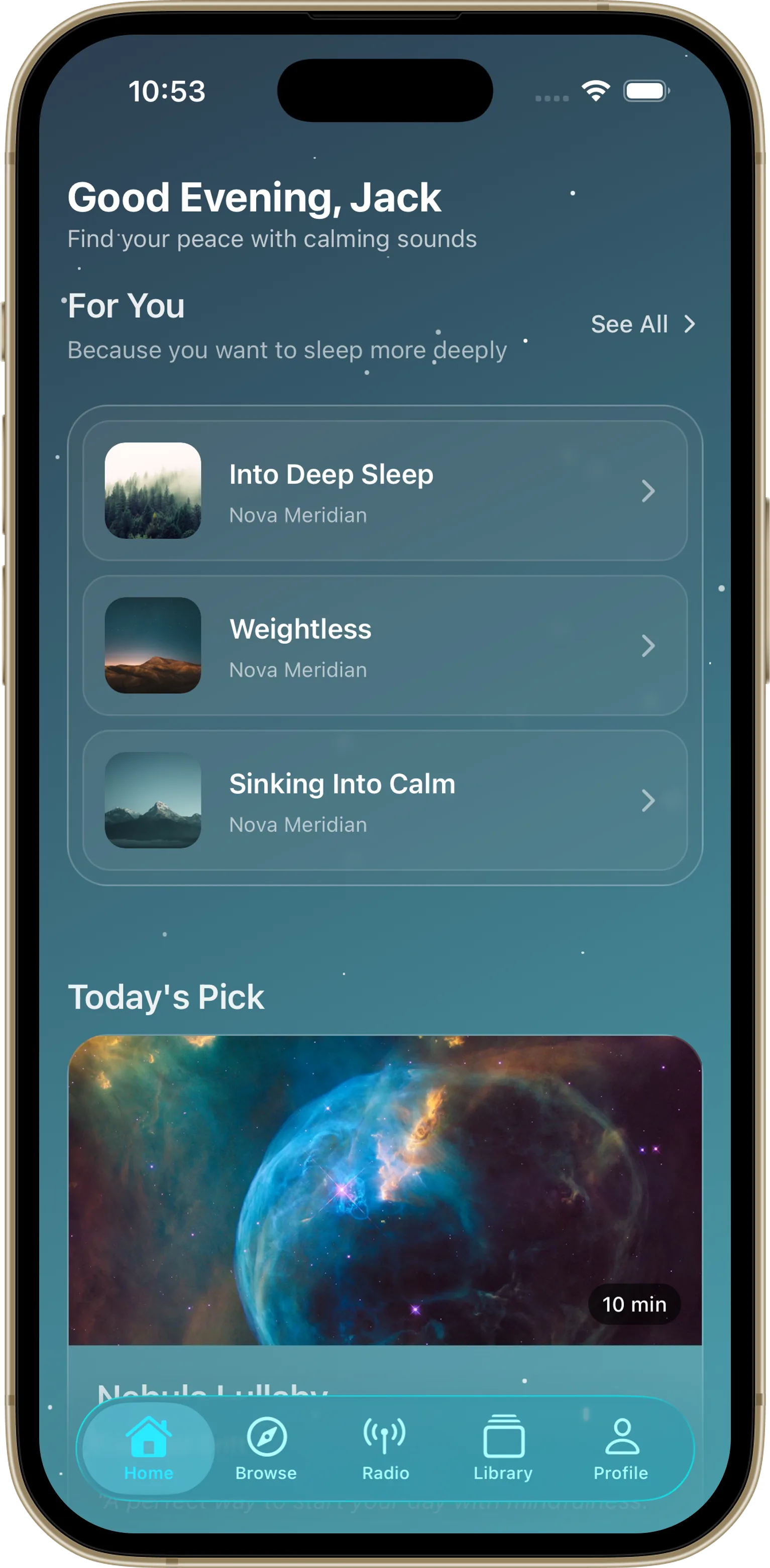 Calming Galaxy home screen